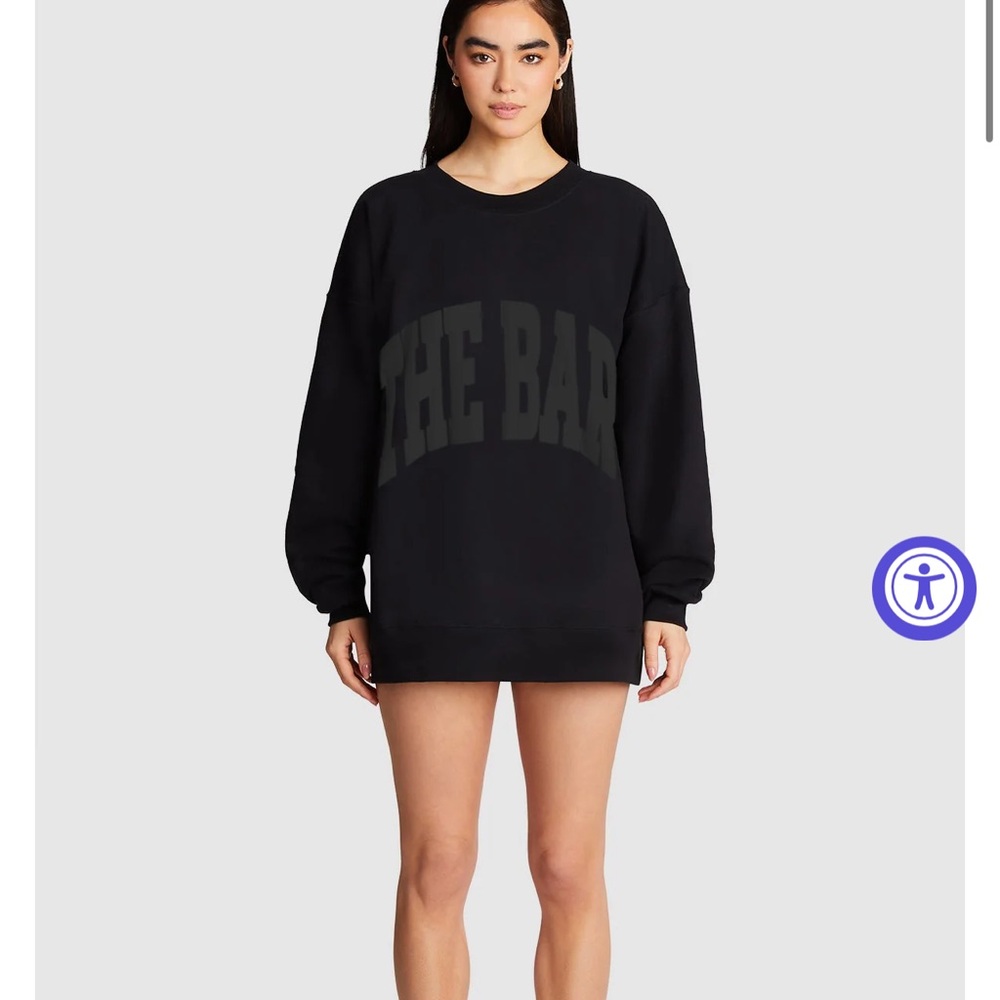 The Bar Black Varsity Crew Neck Sweater
